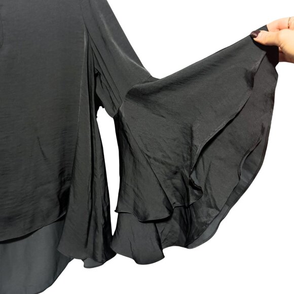 Jennifer Lopez Black Chiffon Bell Sleeve Blouse – Size M - Picture 3 of 10